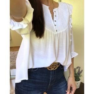 Last 1 | Gorjana Smocked Ruffle Henley